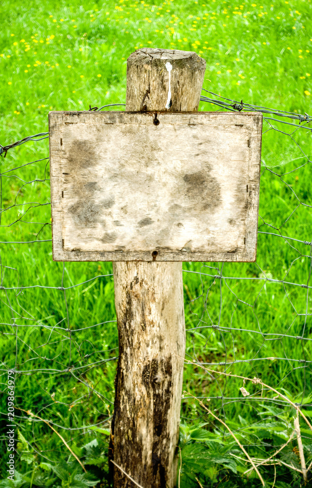 Wall mural blank wooden sign