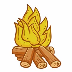 Cute and funny bonfire for camping - vector.