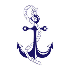 Nautical Anchor Symbol - Vector Illustration on White Background