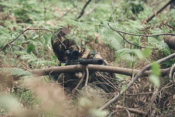 Airsoft soldier in the woods
