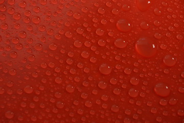 Fototapeta premium water drops on red background texture