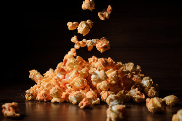 Popcorn pile isolated on the black background