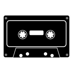 Retro audio cassette icon black color illustration flat style simple image