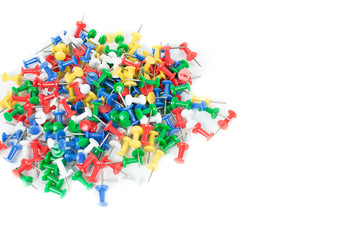 stationery color pins Used in office And education isolated On a white background concept