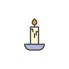 Candle filled outline icon, line vector sign, linear colorful pictogram isolated on white. Candlelight symbol, logo illustration. Pixel perfect vector graphics