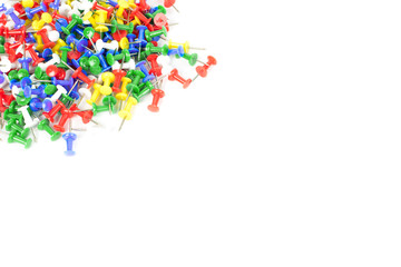 stationery color pins Used in office And education isolated On a white background concept