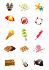 Set of summer icons. Summer beach elements