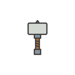 War hammer filled outline icon, line vector sign, linear colorful pictogram isolated on white. Medieval Hammer symbol, logo illustration. Pixel perfect vector graphics