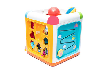 Children’s toys box isolate on a white background