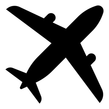 Airplane icon black color illustration flat style simple image