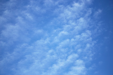 white clouds on a blue sky at dawn.