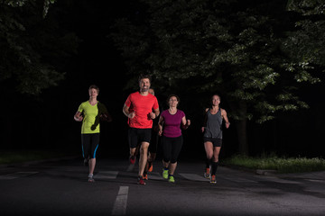 runners team on the night training