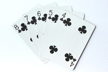 A straight flush hand of cards - poker