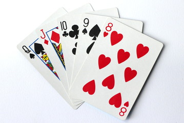 A straight hand of cards - poker