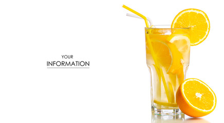 Glass lemonade lemon orange pattern on white background isolation