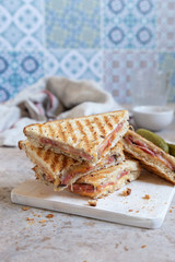 Grilled cheese sandwich with ham