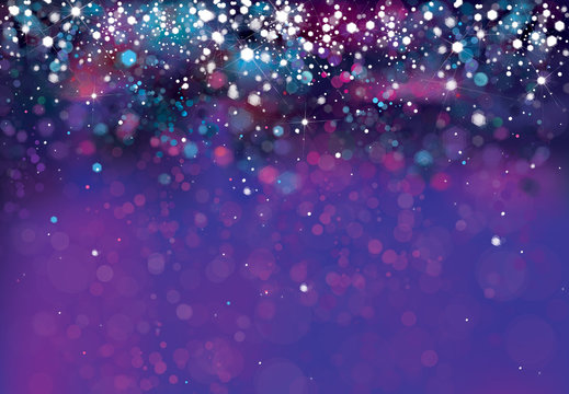 Vector violet, sparkle  background with   lights and stars.