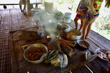 Kochstelle bei den Indianern