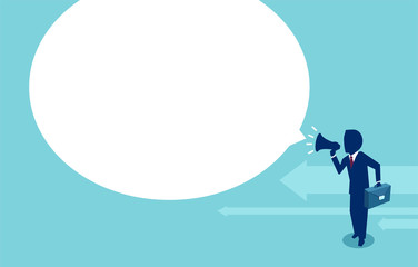 Vector of businessman making announcement with megaphone