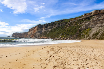 Sandy beach of Nazare in Portugal