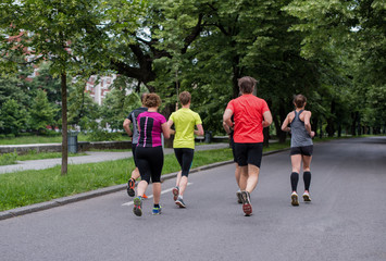 runners team on morning training