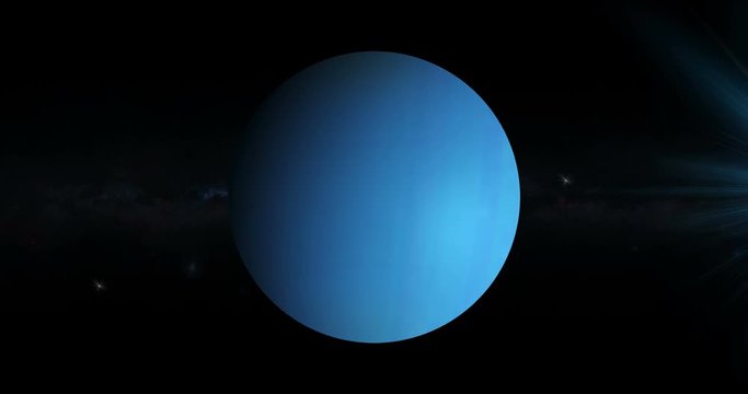 Uranus planet rotating in its own orbit in the outer space. Loop