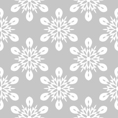 Gray and white floral seamless pattern