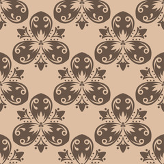 Brown and beige floral seamless pattern