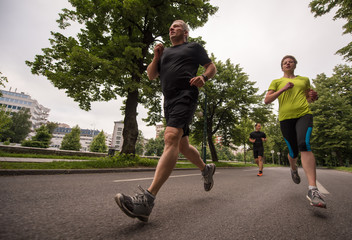 runners team on morning training