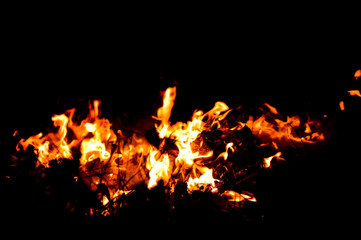 Abstract fire flames on black background