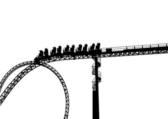 High roller coaster for a ride on a white background