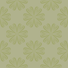 Olive green floral seamless pattern