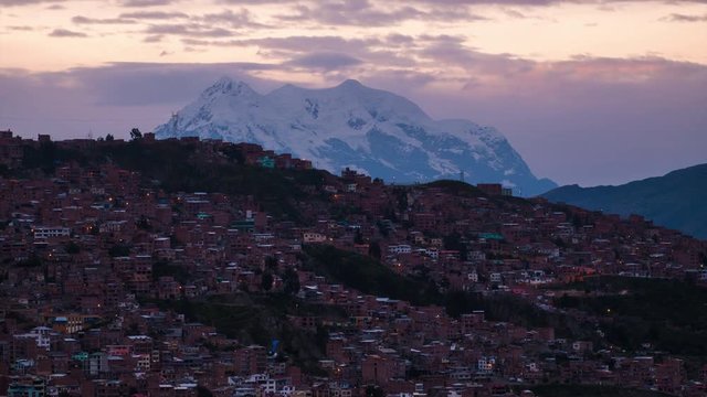 Sunrise timelapse of the city of La Paz, Bolivia