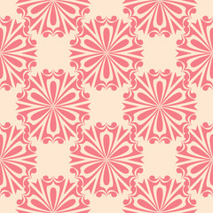 Red and beige floral seamless pattern