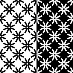 Black and white geometric ornaments. Set of seamless patterns