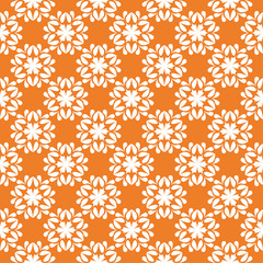 White floral seamless pattern on orange background