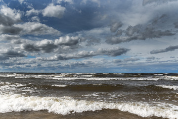 Stormy gulf of Riga, Baltic sea.