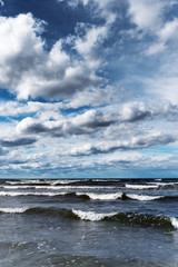 Stormy gulf of Riga, Baltic sea.