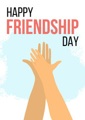 International day of Friendship. Vector illustration. Two hands, high-five.