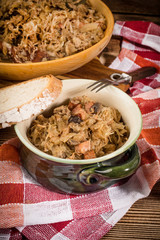 Bigos - stewed cabbage with meat,dried mushrooms and smoked sausage.