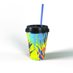 Raster paper cup isolated with shadow without background, 3D rendering