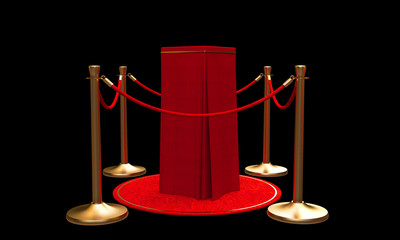 Exhibition equipment isolated on Black background. 3D Illustration
