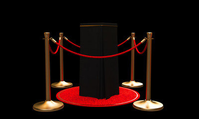 Exhibition equipment isolated on Black background. 3D Illustration