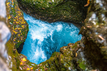a river in a canyon in the shape of a heart