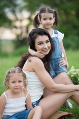 woman and children in nature