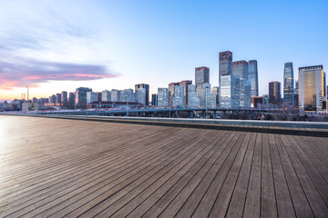 Obraz premium city skyline with modern office building