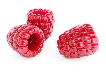 Ripe raspberry berries, 3d rendered raster
