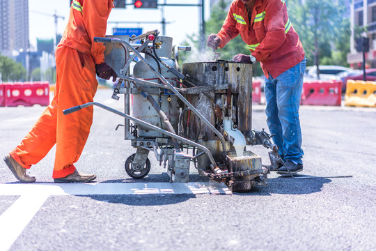 worker working in road construction site