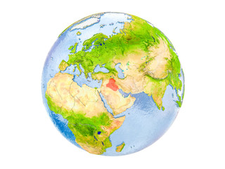 Iraq on globe isolated