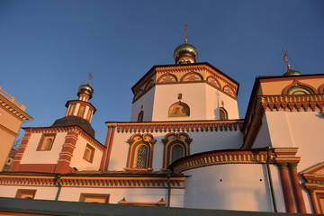 Fototapeta premium The Epiphany Cathedral (Epiphany Cathedral) is an Orthodox church in Irkutsk,